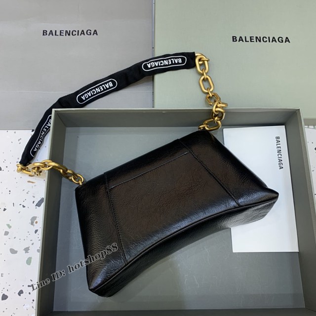 Balenciaga專櫃新品速遞Downtown鏈條單肩包 巴黎世家大號黑色經典Hourglass包 fyj1353